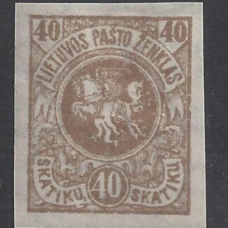 1920 Lithuania SG.64B  40 skatik brown imperf M/M