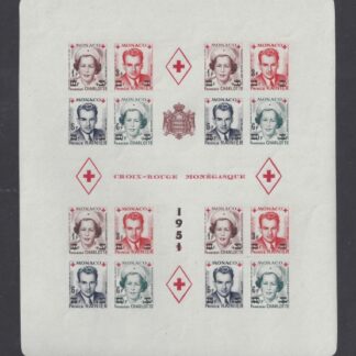 1951 Monaco MS.459 IMPERF - Red Cross Fund sheet surcharged.U/M (MNH)