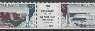 1968 French Antarctic SG.47a Launching of Dragon Space Rockets 2 values U/M (MNH)