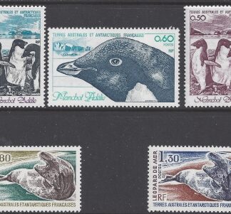 1981 French Antarctic SG.149-53 Antarctic Fauna set 5 values U/M (MNH)