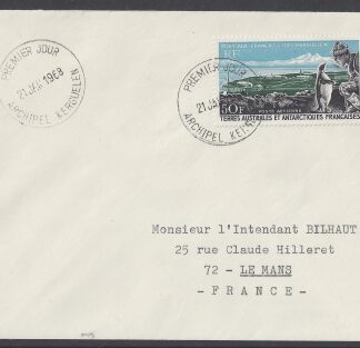 1968 French Antarctic - SG.46 Port-Aux-Francis Kerguelen on plain cover cancelled First Day of issue  21 January 1968.