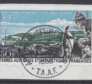 1968 French Antarctic - SG.46 Port-Aux-Francis Kerguelen - very fine used. (on piece)