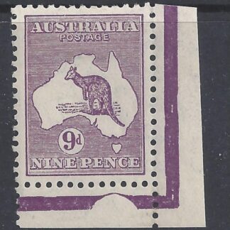 1932 Australia - SG.133  9d violet (die IIB) (corner marginal) mounted mint.