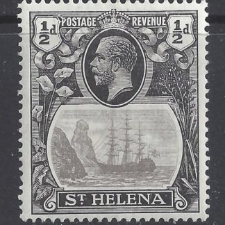 1922 St. Helena - SG.97e  ½d grey & black  variety 'damaged value tablet' mounted mint