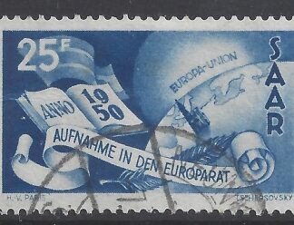 1950 SAAR - SG.294  25F blue.  Admission to Europe, very fine used. (cat. val. £20.00)