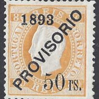 1893 Portugal SG.311 - 50r on 80r pale orange mounted mint.