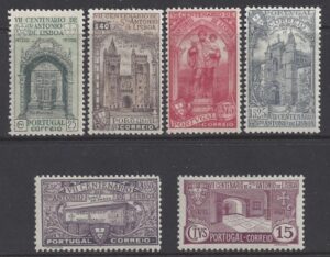 1931 Portugal - SG.853-8 Death Anniversary St. Anthony set 6 values mounted mint.