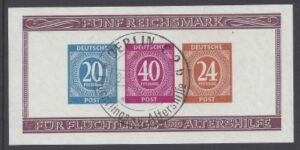 1946 Germany - Allied Occupation - American, British & Soviet Russian Zones - SG. MS925ab mini sheet Imperf. very fine used.