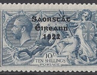 1928  Ireland KGV SG.88 10/- blue 'wide date' mounted mint.