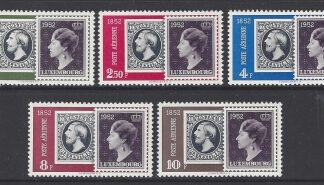 1952 Luxembourg SG.552a-e Grand Duchess Charlotte set 5 values U/M (MNH)