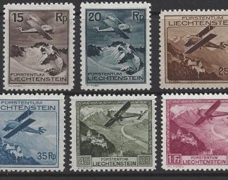 1930 Liechtenstein SG.110-5  Aircraft set 6 values U/M (MNH)