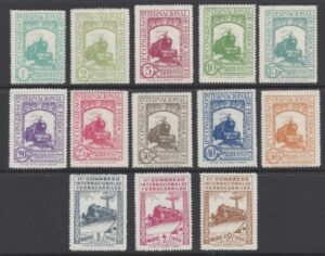 1930 Spain - SG.534-46 Eleventh International Railway Congress Madrid set 13 values mounted mint.