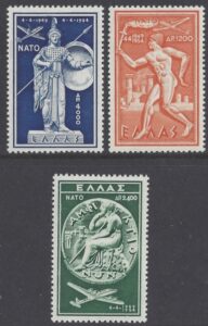 1954 Greece SG.725/7 N.A.T.O. air set of 3 U/M (MNH)