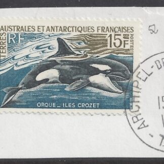 1969 French Antarctic - SG.30  15F Killer Whale. very fine used on peice.