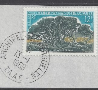 1969 French Antarctic - SG.29  12F Phylica (tree) very fine used.