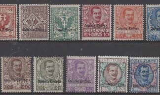 1893 Eritrea - SG.19-29 set 11 values - King Victor Emmanuel III of Italy overprinted 'Colonia Eritrea'  mounted mint (SG.29 5L blue & rose is very fine used.)