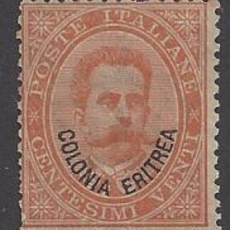 1893 Eritrea SG.5 King Umberto I - 20c orange of Italy overprinted 'Colonia Eritrea'. mounted mint.