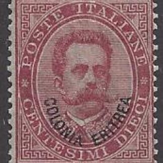 1893 Eritrea SG.4  King Umberto I - 10c deep rose red  of Italy overprinted 'Colonia Eritrea'. mounted mint.