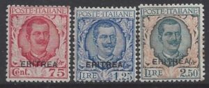 1926 Eritrea - SG.113-5 King Victor Emmanuel III stamps of Italy overprited 'Eritrea' set of 3 mounted mint.