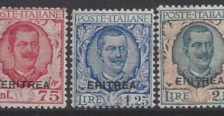 1926 Eritrea - SG.113-5 King Victor Emmanuel III  stamps of Italy overprited 'Eritrea' set of 3 mounted mint.