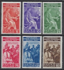 1935 Vatican - SG.41-46 International Judicial Congress Rome. set 6 values mounted mint. Cat. Value £225.00