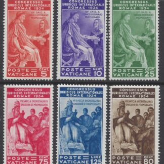 1935 Vatican  -  SG.41-46 International Judicial Congress Rome. set 6 values mounted mint. Cat. Value £225.00