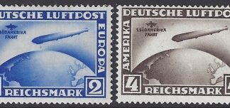 1930 Germany SG.456a/457a set 2 values First South American Flight of Graf Zeppelin inscribed '1.SUDAMERIKA FAHRT' U/M (MNH)
