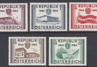 1955 Austria - SG.1269-73  10th Anniversary of Re-establishment of Austian Republic. set 5 values U/M (MNH)