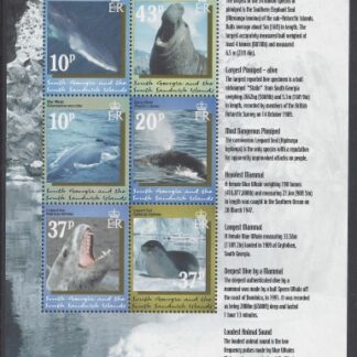 2002 South Georgia  SG.337a (337-42) South Atlantic Sea Mammals set of 6 values U/M (MNH)