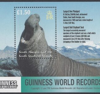 2002 South Georgia  MS.343 South Atlantic Seal Mammals showing details of Guinness World Record. U/M (MNH)