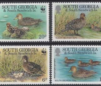 1992 South Georgia  SG.214-7 Endangered Species, Georgian Teal  set 4 values U/M (MNH)