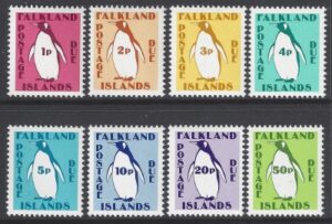 1991 Falkland Islands - SG. D1-8  Postage Dues (King Penguin) set 8 values U/M (MNH)