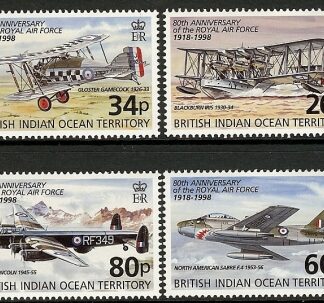 1998 British Indian Ocean Territory - SG.215 - 8 80th Anniversary  of The Royal Airforce set 4 values  u/m (MNH)