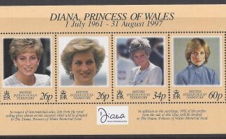 1998 British Indian Ocean Territory.  MS.214  Diana Princess of Wales Commemoration. mini sheet u/m (MNH)