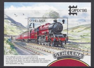 1996 St Helena MS725  Capex 96 Toronto Mail Transport mini sheet U/M (MNH)