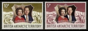 1972 British Antarctic SG.42-3 Royal Silver Wedding set 2 values U/M (MNH)