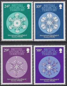 1986 British Antarctic. SG.151-4  50th Anniversary of Int. Glaciological Society. set 4 values U/M (MNH)