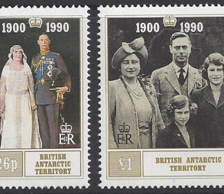 1989 British Antarctic. SG.186-7 90th Birthday of Queen Elizabeth the Queen Mother. set 2 values U/M (MNH)