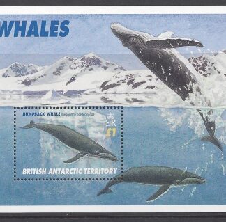 1996 British Antarctic. MS.269 Whales.  mini sheet U/M (MNH)