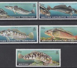1999 British Antarctic. SG.302-6  Fish of The Southern Ocean. set 5 values U/M (MNH)