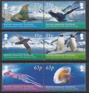 2009 British Antarctic.  SG.500-5 50th Anniversary of Antarctic Treaty. set 6 values U/M (MNH)