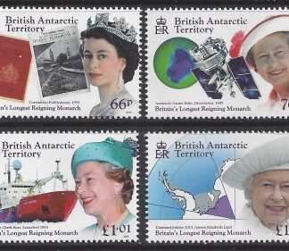 2015 British Antarctic. SG.659-62  Queen Elizabeth II Britains Longest Reigning Monarch. set 4 values U/M (MNH)