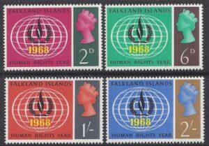 1968 Falkland Islands. SG.228-31 Human Rights Year set 4 values U/M (MNH)