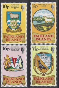 1975 Falkland Islands. SG.311-4  50th Anniversary of Heraldic Arms set 4 values U/M (MNH)