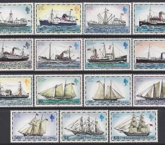 1982  Falkland Islands SG. 331B- 45B Mail Ships (with imprint date) set 15 values U/M (MNH)