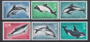 1980 Falkland Islands. SG.371-6 Dolphins & Porpoises set 6 values U/M (MNH)