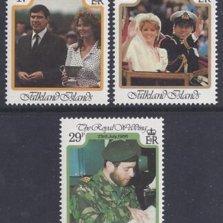 1986 Falkland Islands.  SG.536-8  Royal Wedding set 3 values U/M (MNH)