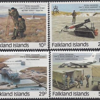 1987 Falkland Islands. SG.539-42 Bicentenary of Royal Engineers Royal Warrant. set 4 values U/M (MNH)