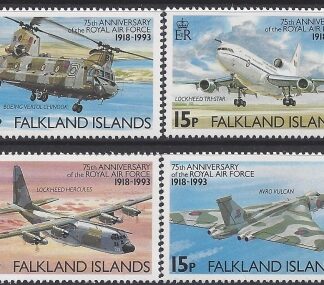 1993 Falkland Islands.  SG.676-9  75th Anniversary of Royal Air Force. set 4 values U/M (MNH)