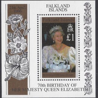 1996 Falkland Islands.  MS.765  70th Birthday of Queen Elizabeth II.  mini sheet. U/M (MNH)